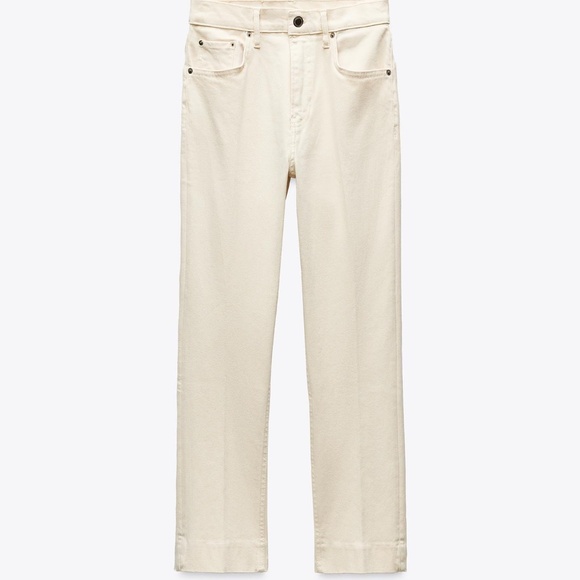 Zara oyster white high rise bootcut cropped jeans NWT - Picture 3 of 12